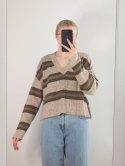 Na-kd sweter w paski L z dekoltem V blogerski Pinterest