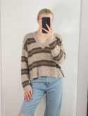 Na-kd sweter w paski L z dekoltem V blogerski Pinterest