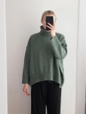 Sweter szeroki Pinterest M H&M z domieszką wełny oversize boxy