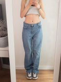 Jeansy baggy duże L Pinterest luźne spodnie jeansowe hip hop vintage retro