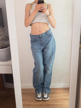 Jeansy baggy duże L Pinterest luźne spodnie jeansowe hip hop vintage retro