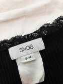 Snob s’nob s/M czarna jedwabna bluzka longsleeve coquette prążkowana