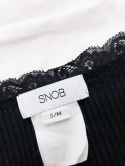 Snob s’nob s/M czarna jedwabna bluzka longsleeve coquette prążkowana